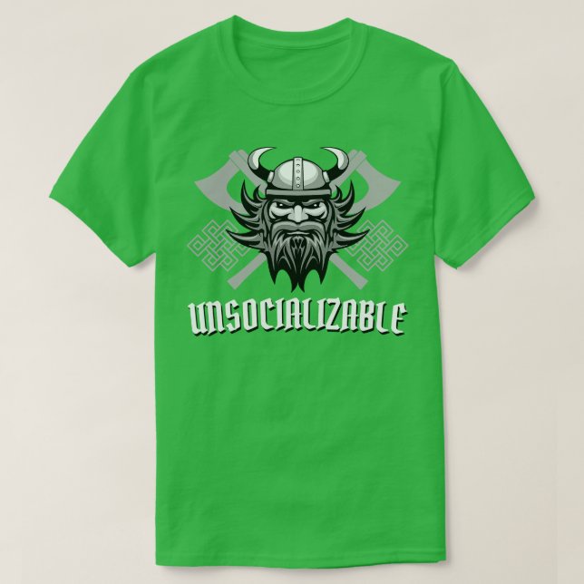 T-shirt Pas socialisable Grim Viking Warrior (Design devant)