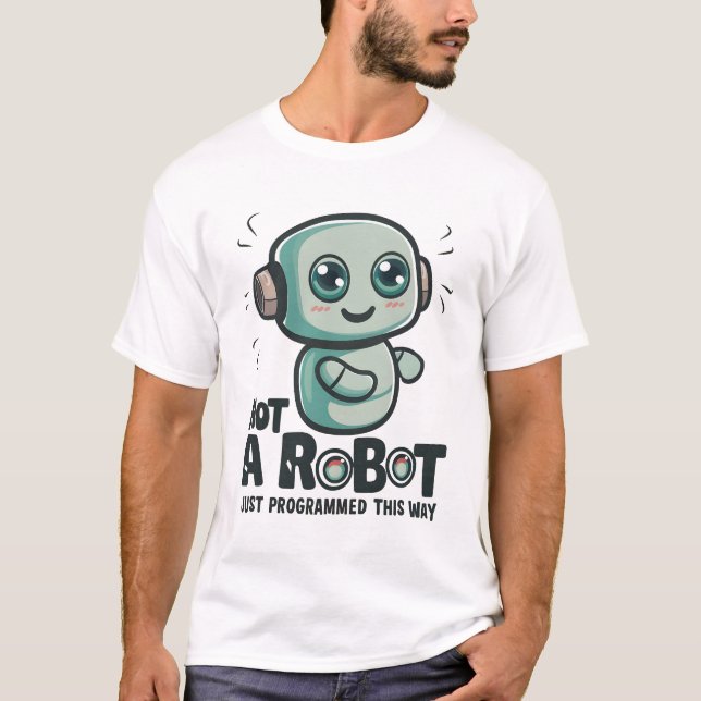 T-shirt Pas un robot, juste programmé de cette façon (Devant)