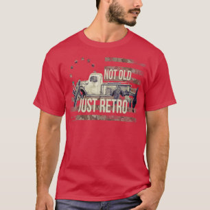 T-shirt Pas Vieux Juste Rétro Vintage Usa Drapeau Camion L