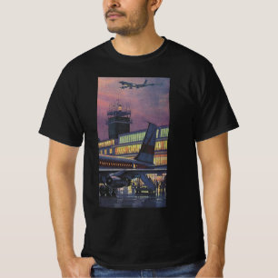 T-shirt Passagers d'affaires vintage dans un avion à l'aér