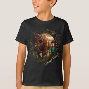 T-shirt Passé Résonnant Garçon Fantaisiste et Bison