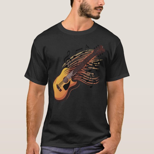 T-shirt Passion guitare - Flux de notes musicales (Devant)