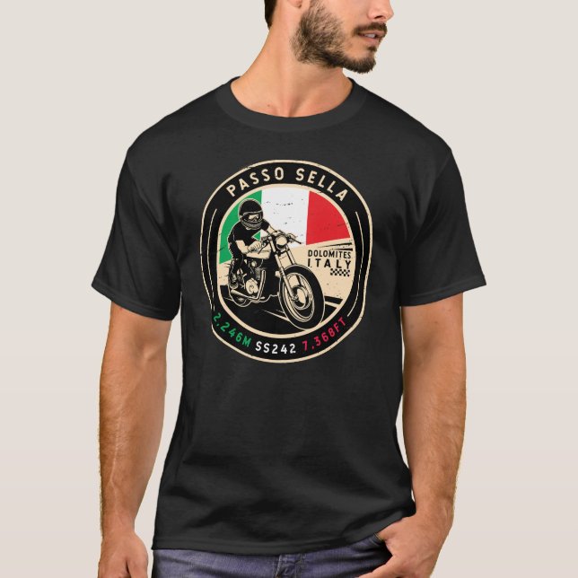 T-shirt Passo Sella | Italie | Motorcycle (Devant)