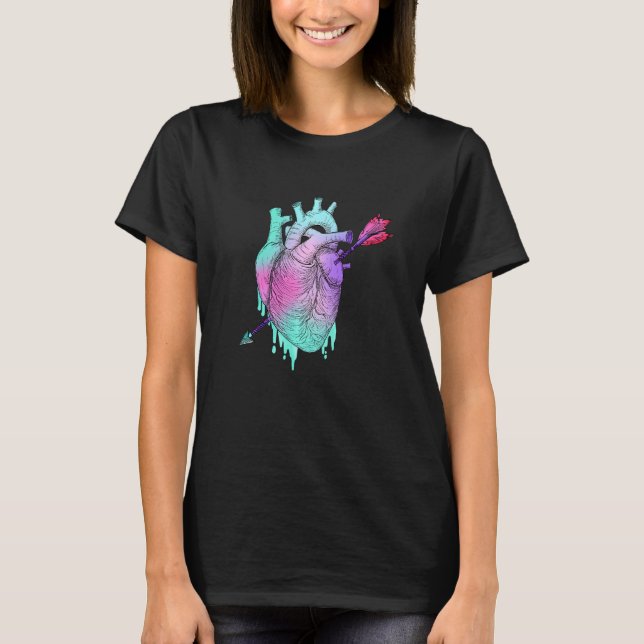 T-shirt Pastel Goth Anatomical Heart With Arrow Valentine (Devant)