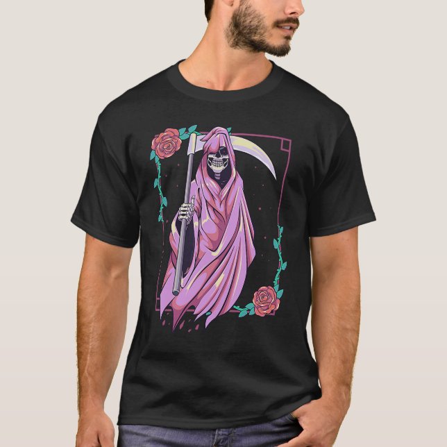 T-shirt Pastel Goth Occult Spooky Grim Reaper Ghost Tarot (Devant)