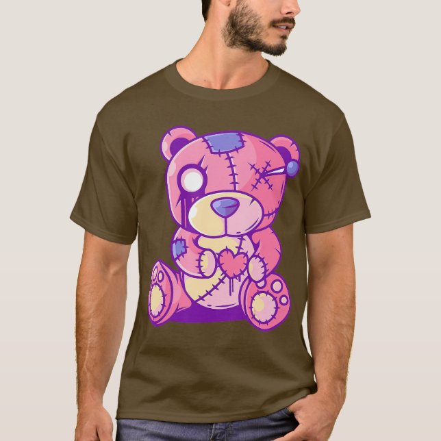 T-shirt Pastel Goth Teddy Bear Anime japonaise Kawaii (Devant)