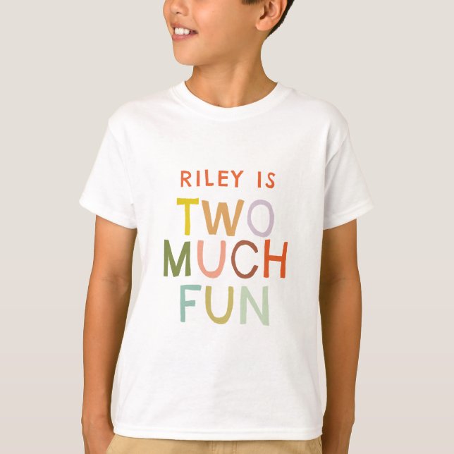 T-shirt Pastel Plaid "Two Many Fun" 2e anniversaire (Devant)