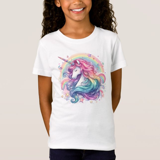 T-Shirt Pastel Rainbows With Unicorn (Devant)
