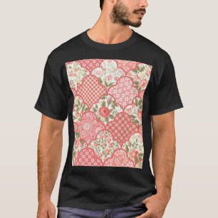 T-shirt Pastel Rose Motif à patchwork floral