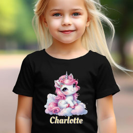 T-shirt Pastel sparkle licorn nuage magique noir
