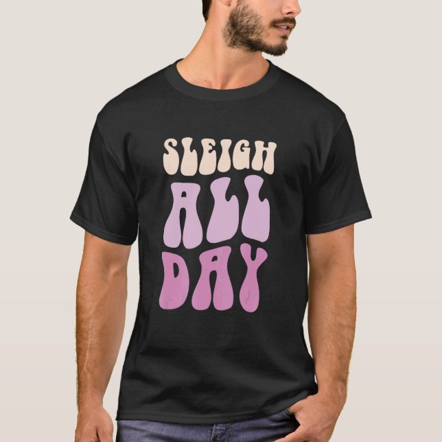T-shirt Pastel Winter Christmas Sleigh All Day 3 (Devant)