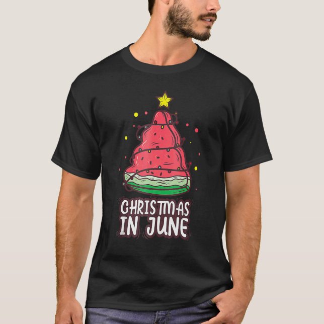 T-shirt Pastèque Noël Arbre Noël En Juin Noël L (Devant)