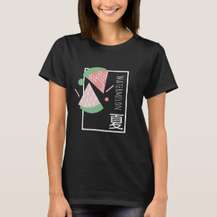 T-shirt Pastèque Pastèque Japonaise Lettre Noir