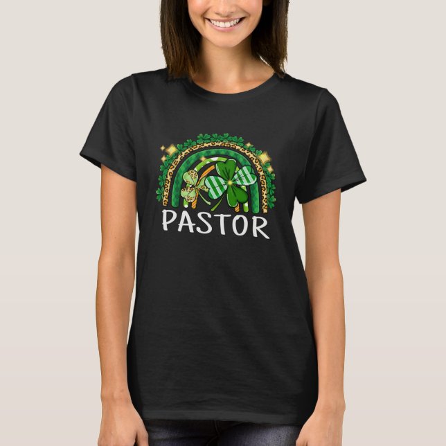 T-shirt Pastor Rainbow Lucky Women St Patrick's Day Shamro (Devant)