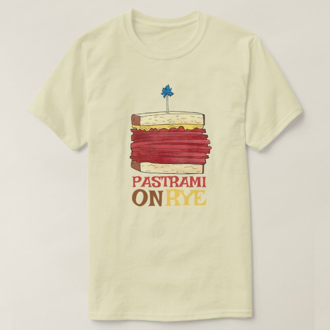 T-shirt Pastrami sur Rye NYC Kosher Jewish Deli Sandwich (Design devant)