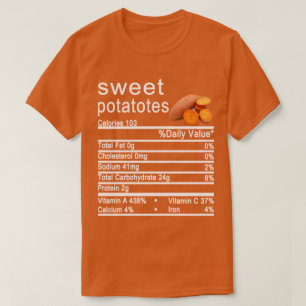 T-shirt patate douce étiquette de la valeur nutritive