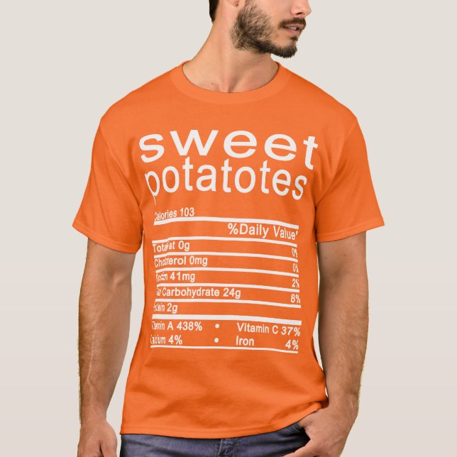 T-shirt patates douces Nutrition Facts Drôle Thanksgiving (Devant)