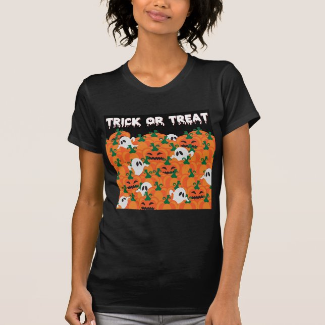 T-shirt Patch Citrouille Haunted Halloween Ghosts (Devant)
