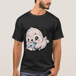 T-shirt Patch de broderie bébé phoque mignon