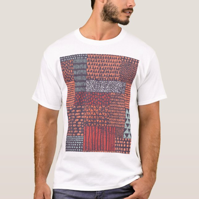 T-shirt Patchwork bohémien : conception sans couture dessi (Devant)