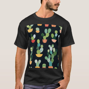 T-shirt Patchwork Cactus Plantes Motif sans couture