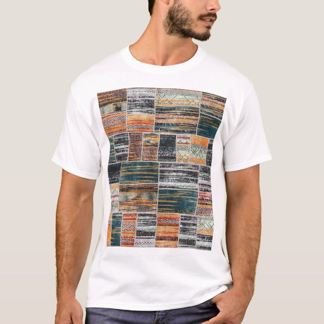 T-shirt Patchwork collage mixage, surface composée motif i (Devant)