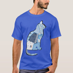 T-shirt Patchwork de chat rétro vintage