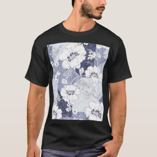 T-shirt Patchwork de fleur de denim, motif sans soudure.