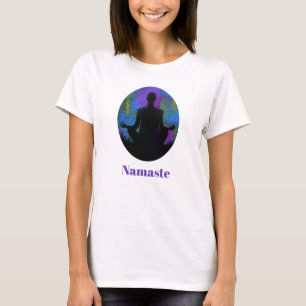 T-shirt Patchwork Spirituel Assis Yoga Pose Namaste