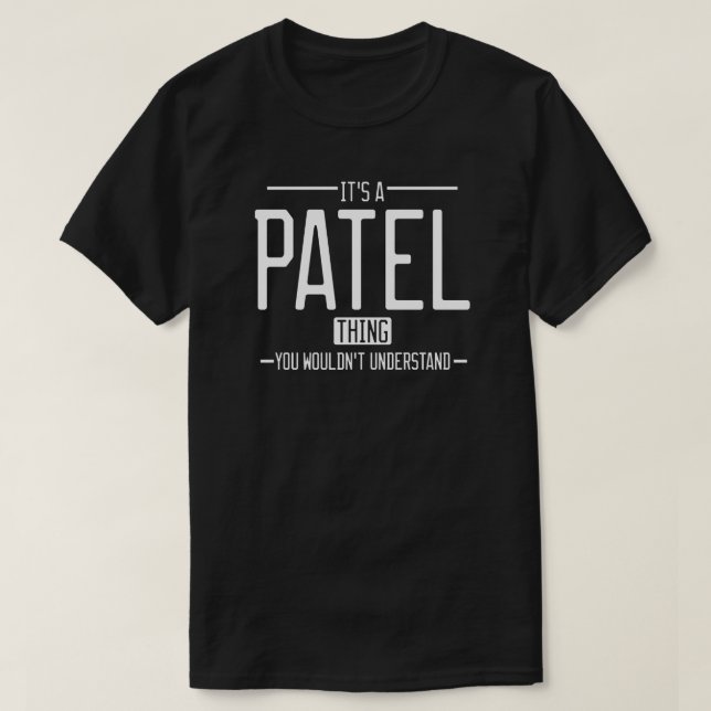 T-shirt Patel drôle nom de famille drôle (Design devant)