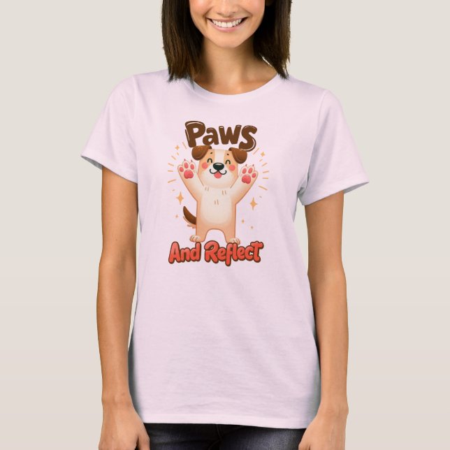 T-shirt Pâtes Et Refléter Le Chien Mignonne (Devant)