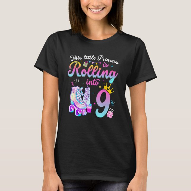 T-shirt Patinage à rouleaux 9e anniversaire 9 ans Fête des (Devant)