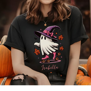 T-Shirt Patinage à rouleaux Halloween mignon Fantôme perso