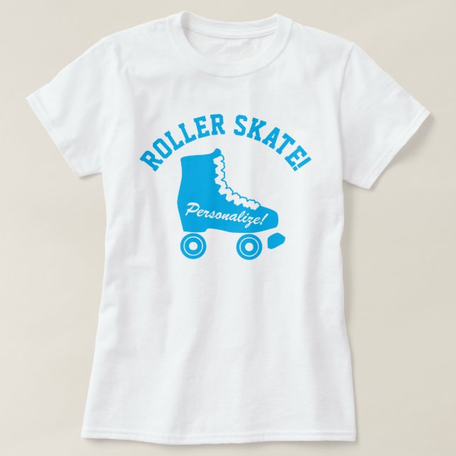 T-shirt Patinage à rouleaux rétros Graphique Aqua Blue (Design devant)