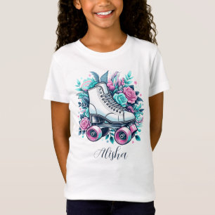 T-Shirt Patinage à rouleaux, roses en couleur pastel, ajou