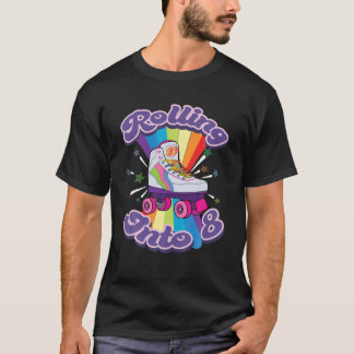 T-shirt Patinage À Roulettes 8 Ans 8E Anniversaire Patinag