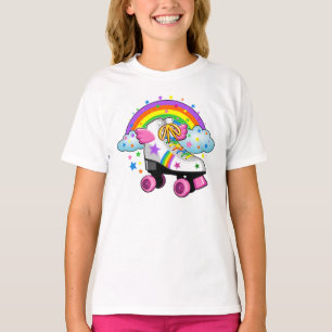 T-shirt Patinage à roulettes, arc-en-ciel, étoiles impri
