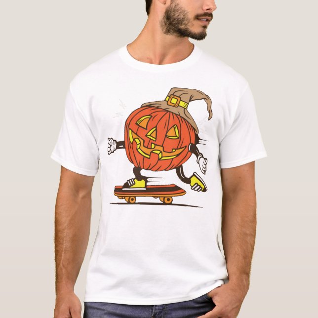 T-shirt Patinage citrouille d'Halloween (Devant)