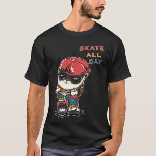 T-shirt Patinage de chat toute la journée Gangster Cat Sco