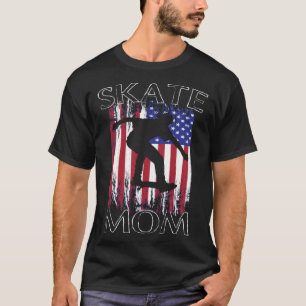 T-shirt Patinage Maman Fun Patriotique Américain Drapeau R