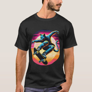 T-shirt Patinage néon Chat
