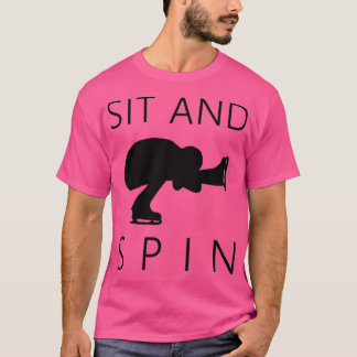 T-shirt Patinage Sit Spin Homme Noir Silhouette