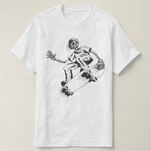 T-shirt Patinage Skeleton jouer skateboard