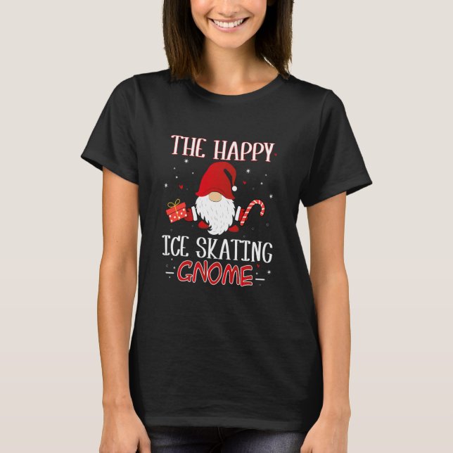 T-shirt Patinage sur glace Costume de Noël Gnome (Devant)