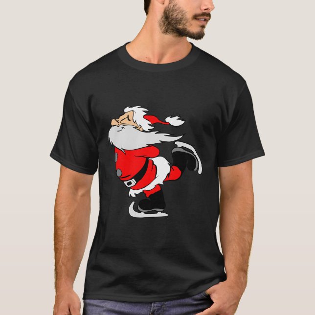T-shirt Patinage sur glace Père Noël Drôle cadeau de Noël (Devant)