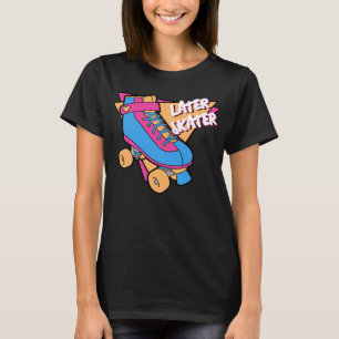 T-shirt Patinage ultérieur Pink Blue 80s Cartoon Roller Sk