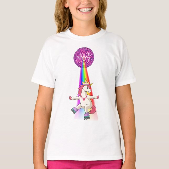 T-shirt Patineur à rouleaux arc-en-ciel Unicorn (Devant)