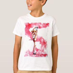T-shirt Patineur artistique rouge de filet de patinage de