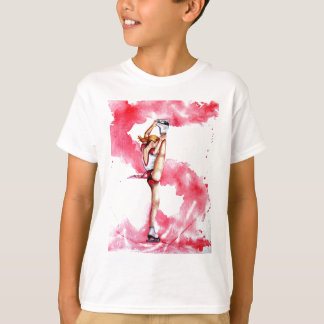 T-shirt Patineur artistique rouge de filet de patinage de
