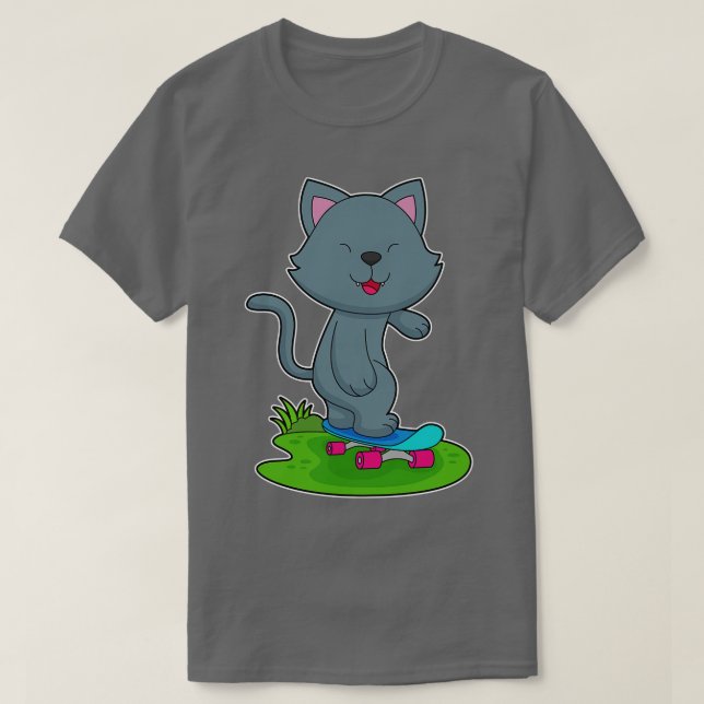 T-shirt Patineur de chat Skateboard (Design devant)